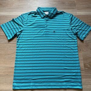 Heybo Outdoors Striped Polo Shirt Blue Navy Size Small NWT UPF outdoor